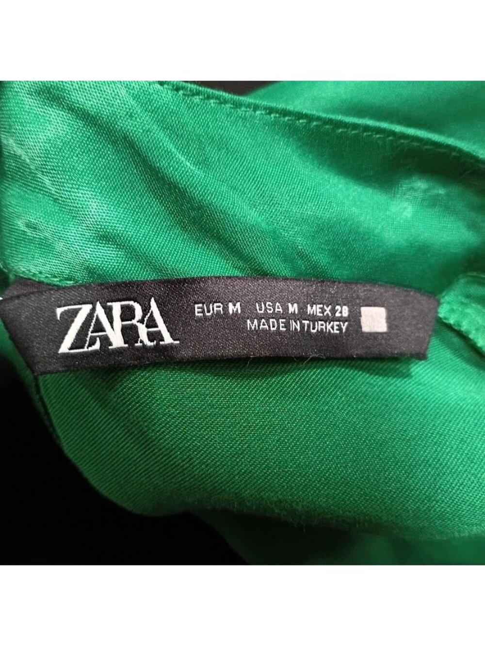 Zara Womens Green Satin Mini Dress M Long Sleeve Waist-Tie Wrap Design - Picture 4 of 10